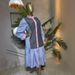 Spring New Women's Patchwork Striped Shirt Waist Cinching Full Skirt Dress Style Spring_ecoleips.com