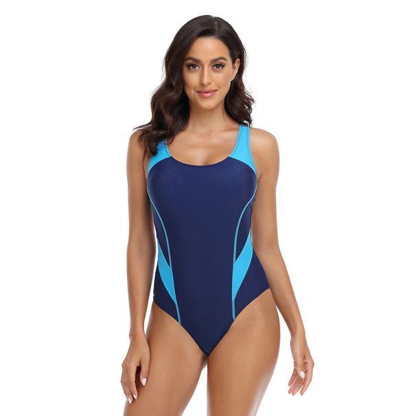 Women's Racing Swimsuit Color Matching One Piece Briefs Tight Fitting Professional Training And Competition Swimwear_ecoleips.com