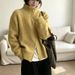 Women's Knitted Cardigan Simple Stand Collar Double Zipper Casual Versatile Top Sweater For Autumn Winter New Style_ecoleips.com