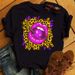 European And American Cross-border Foreign Trade Women's Leopard Print Lip Design Round Neck Printed Short-sleeve_ecoleips.com