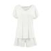 White Milk Silk Comfortable Breathable Short Sleeve Shorts Pajama Set European And American Summer New Home Wear_ecoleips.com