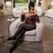 A390ST 2025 Spring New Solid Color V-neck Sexy Long Sleeve Top High Waist Women's Pants Set_ecoleips.com
