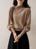 K Half High Neck Long Sleeved Knitted Shirt With Hidden Meat, Long Sleeved Loose Base Shirt_ecoleips.com