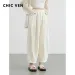 CHIC VEN Women White Pants Solid Casual Elastic Waist High Waisted Pleated Wide Leg Female Trousers Fold Summer 2025 Clothing_ecoleips.com
