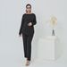 Women's Clothing Modest Set Premium Polyester Lounge Set – V-Neck Top & Flowy Pants In Black, Espresso, Lavender, Olive & Wine (Office-to-Errand)_ecoleips.com