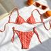 Slimming Striped Women's Bikini Swimsuit Halter Neck Strap INS Style For Hot Springs And Beach Vacations_ecoleips.com
