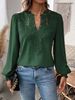 Women's V Neck Lace T-Shirt Long Sleeve Casual Solid Color Autumn/Winter Fashion Blouse European American Style_ecoleips.com