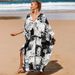 Women's Clothing Loose Robe Beach Jacket Seaside Vacation Sun Protection Outerwear Long Dress Bikini Shirt Swimsuit_ecoleips.com