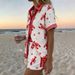 Women's Resort Style Printed Collared Shirt And Shorts Set Short Sleeve Summer Outfit_ecoleips.com