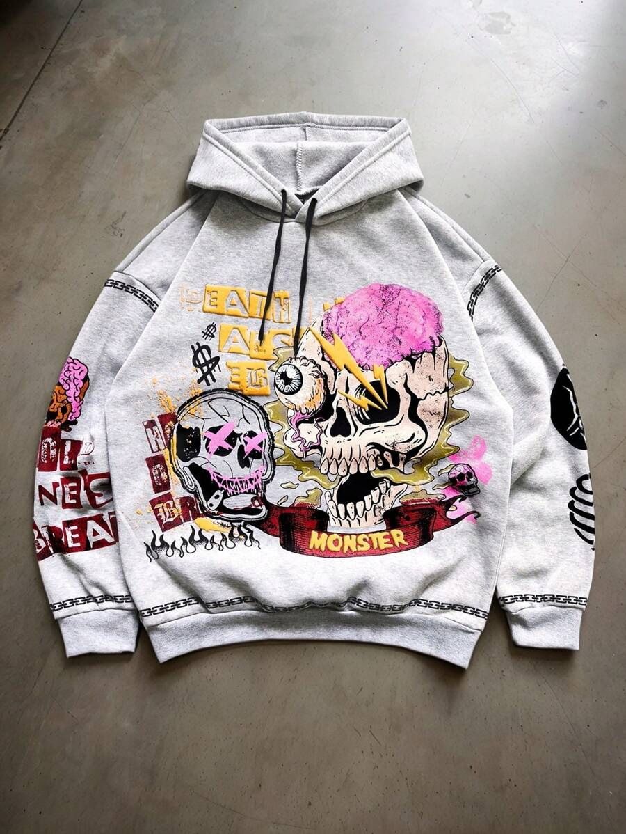 Y2k Aesthetic 3d Skeleton Print Hoodie, Unisex Oversized Pullover For Streetwear And Casual Style Premium Softness & Durability_ecoleips.com