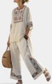 Women's Summer Style Top Striped Ramie Bamboo Fiber Loose Fit Casual Versatile V Neck Shirt With Flutter Sleeves_ecoleips.com