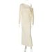 Hot-Selling Women's 2025 Summer New Fashion Slim Off-Shoulder Sleeve Versatile Long Dress Wholesale_ecoleips.com