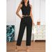 Women's Clothing Fashion Sleeveless Small Vest High Waist Temperament Straight Pants Two Piece Set_ecoleips.com