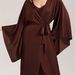 Aria Basics New Cross-border Women's Robe WB Printed Satin Chiffon Elegant Long Solid Color Simple Bathrobe Light Home Wear_ecoleips.com