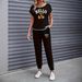 Women's Color Block Trim Casual Suit American Style Simple Loose Fit Short Sleeve Spring Summer Autumn New_ecoleips.com