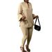 Women’s Clothing Autumn And Winter Fashion Style Solid Color Large Size V Neck Long Sleeved Tops And Pants African Suit_ecoleips.com