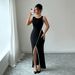 Women's Clothing Women's Slim Fit Sleeveless Long Dress Style Black White Color Block Slit Design For Work For Formal & Casual For Women_ecoleips.com
