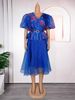 Elegant Flowy Maxi Dress With Puff Sleeves – Floral Print Chiffon A-Line Dress For Women ( Breathable Stretch Fabric, V-Neck & Elastic Waist)_ecoleips.com