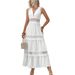 VCAY Women's Lace Splicing V Neck Sleeveless Dress Summer New_ecoleips.com