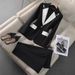 Women's Clothing Black Suit Jacket Professional Attire Color Block Stylish Slightly Flared Pants Spring Autumn Winter Goddess Style_ecoleips.com