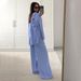 Women's Clothing Fashionable Casual Striped Shirt And Trousers Two Piece Set For Women Loose Fit Style For Formal & Casual For Women_ecoleips.com