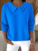 Women's Casual V-Neck Long Sleeve Top – Loose Fit, Solid Color, Lapel Design (S-4XL, Multiple Colors)_ecoleips.com