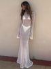 Women's Clothing New Knitted Long Sleeved Backless Emotional Perspective Floor Length Dress_ecoleips.com