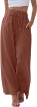 Suitable For All Seasons 2024 Plus Size Women's Linen Loose Casual Pocket Drawstring Wide-leg Pants Women_ecoleips.com