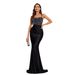 Women's Clothing Hot Diamond Strap Hollow Pleated Fishtail Skirt Dress_ecoleips.com