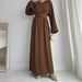 Women's Clothing Round Neck With Belt Fashionable And Elegant Dress_ecoleips.com