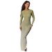 Stylish Thin Sheer Mesh Long Sleeve Slimming Dress See‑Through Beach Swimwear Cover Up Long Gown_ecoleips.com