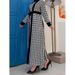 Muslim Houndstooth Long Sleeve Jacket Fashion Dress Set_ecoleips.com