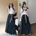 Stretch Waist A-Line Denim Skirt For Women – Relaxed Fit & Flowy Hem (S-XXL) | Casual Long Skirt With Drawstring_ecoleips.com