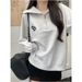Real Shot Of Foreign Trade Women's Half-zip Polo Collar Long-sleeve Sweatshirt, Spring And Autumn Thin Loose-fitting_ecoleips.com
