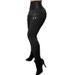 Women's Clothing Black High Waist Tight Zipper Buckle Design Trousers_ecoleips.com