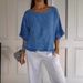 Women's Clothing Summer Short Sleeved Round Neck Cotton And Linen Solid Color Loose Version Shirt_ecoleips.com
