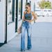 Distressed High-Waisted Wide Leg Jeans For Women - Vintage Washed Denim Pants (S-XXL, Blue/Black)_ecoleips.com