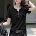 New Loose Large Size Women's V-Neck T-Shirt Top Short Sleeve T-Shirt Women's Blended Cotton_ecoleips.com