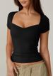 Women's Heart-shaped Collar Short-sleeved T-shirt Women's Solid Color Slim-fitting Basic Model, Fashionable Exposed Navel_ecoleips.com