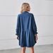 K New Loose Long-sleeved Denim Dress With Patchwork; Midi Dress For Women_ecoleips.com