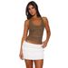 's Best-selling Item: Stylish Halter-neck Ruched Tank Top With Y2K Style, Sleeveless, Cropped, And Suitable For_ecoleips.com