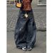 Black Jeans Women Vintage High Waisted Cargo Jeans Straight 2025 Summer Casual Loose Big Size Wide Leg Denim Baggy Pants Y2K_ecoleips.com
