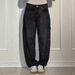 Women's Casual Starry Rhinestone Denim Jeans Loose Straight Leg Long Pants European American Style_ecoleips.com