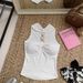 French-style Elegant Hollow-out Chain Halter Neck Camisole For Women With Chest Pads, Slim-fit, Off-shoulder, Sleeveless_ecoleips.com