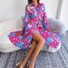 Women's Clothing Spring And Summer European And American Flower Lapel Tie Shirt Dress Long Skirt_ecoleips.com