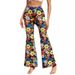 Women's Sexy Flared Pants Floral Print Casual Cotton Trousers For Spring/Autumn Season Regular Fit Cross Border E-commerce_ecoleips.com