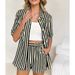 Diyun European American Vacation Striped Shirt And Shorts Two-Piece Set Women's Clothing 2025 Autumn Winter_ecoleips.com