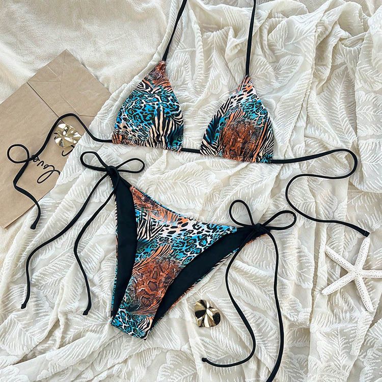 Women's Clothing Leopard Print Lace Up Sexy Swimsuit Female Bikini_ecoleips.com