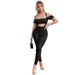 JP1029 Sexy And Elegant Ribbed Tube Top Short Sleeve Strap Pants Two-Piece Set_ecoleips.com