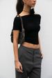 AB205 European American Women's Clothing Spring And Autumn New Ins Style Solid Color One-shoulder Long-sleeve Cropped_ecoleips.com